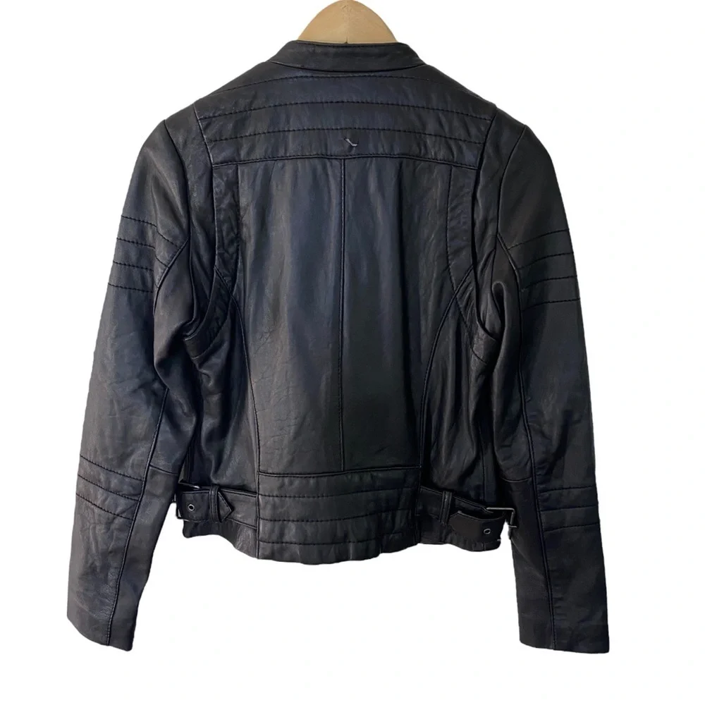 Michael Kors Womens Moto Leather Jacket Black Size Small NWD
